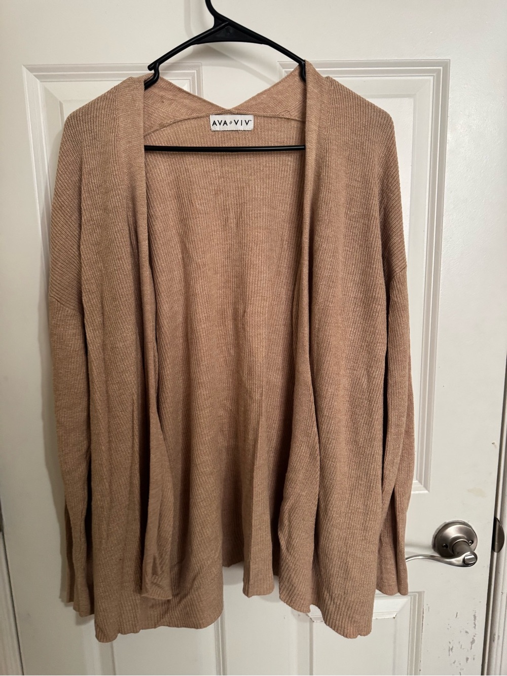 Ava & Viv Camel Open-Front Knit Cardigan